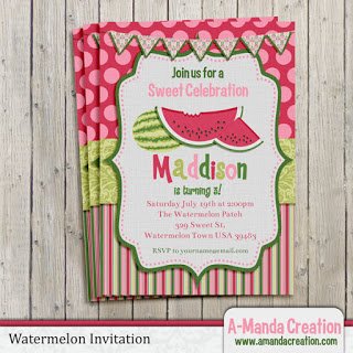 Watermelon Birthday Party Printable Invitations