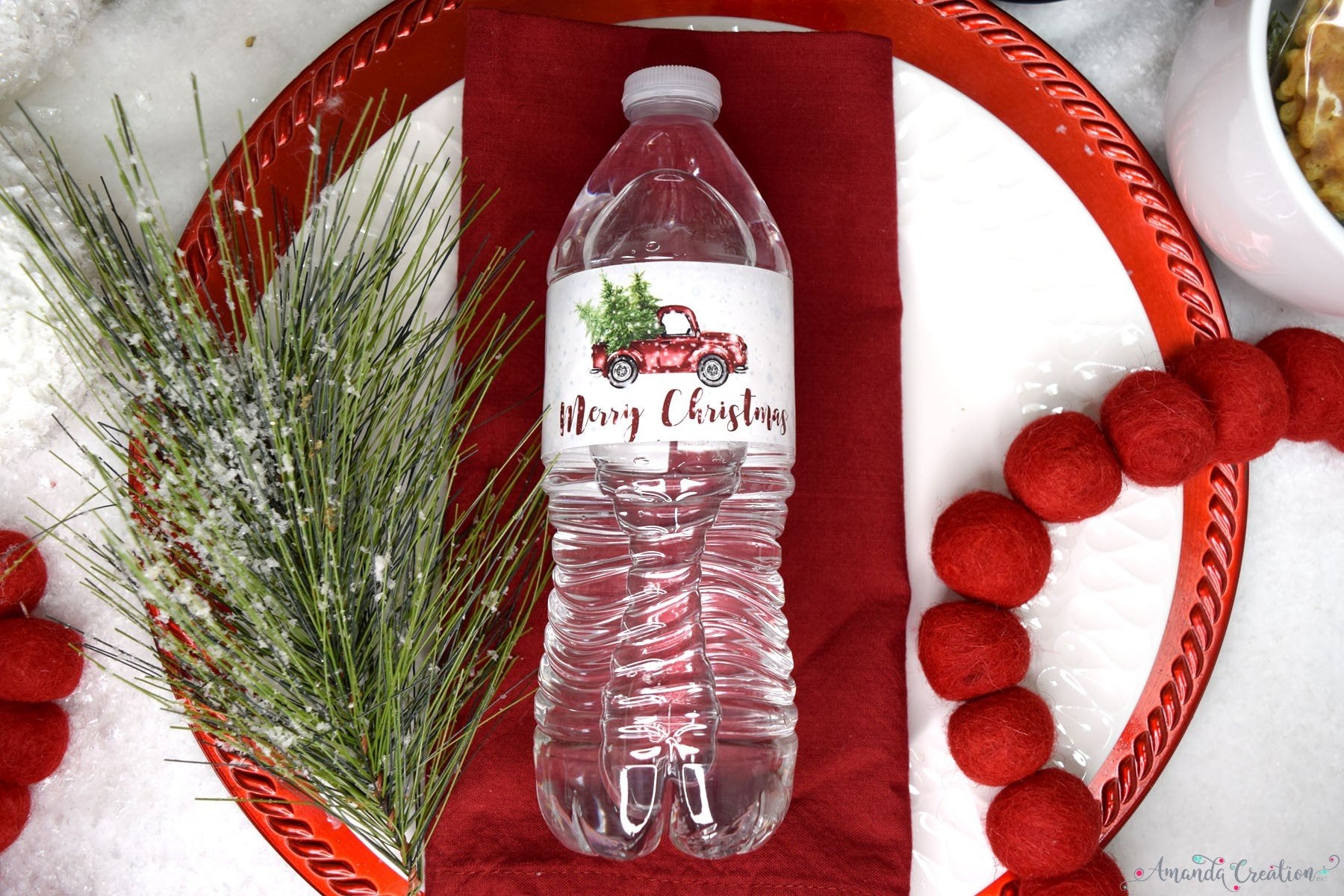 Merry Christmas water bottle labels 