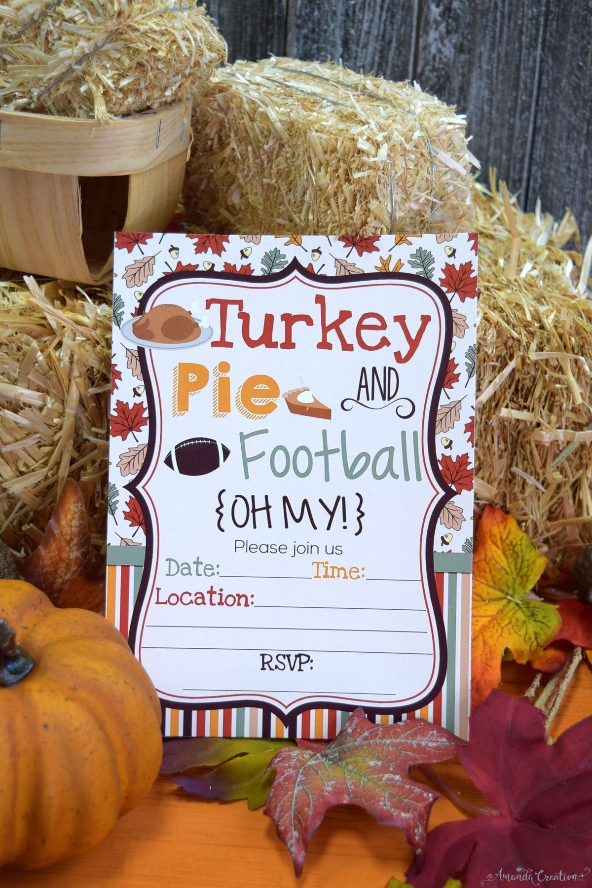 Turkey pie and football oh my invitation