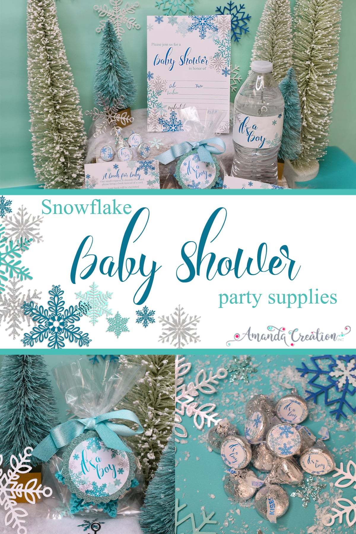 snowflake baby shower party supplies