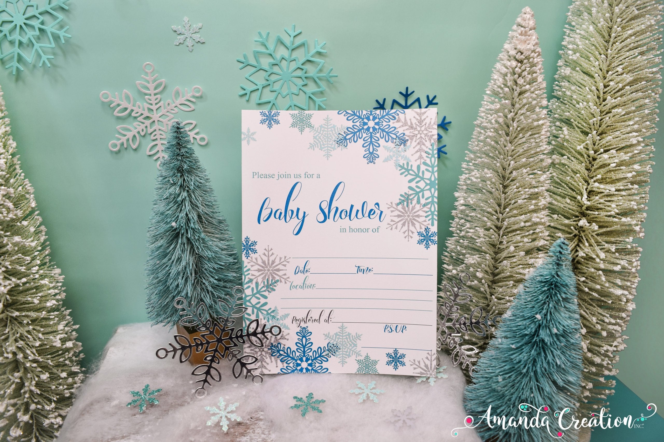 snowflake baby shower invitation