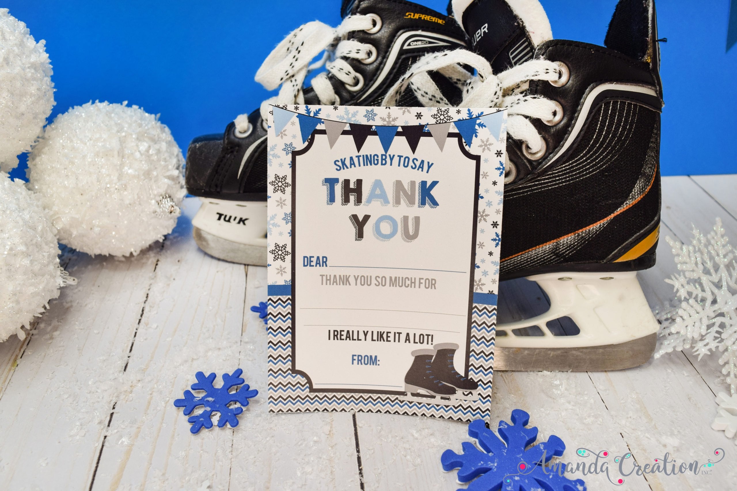 ice skating party thank you card