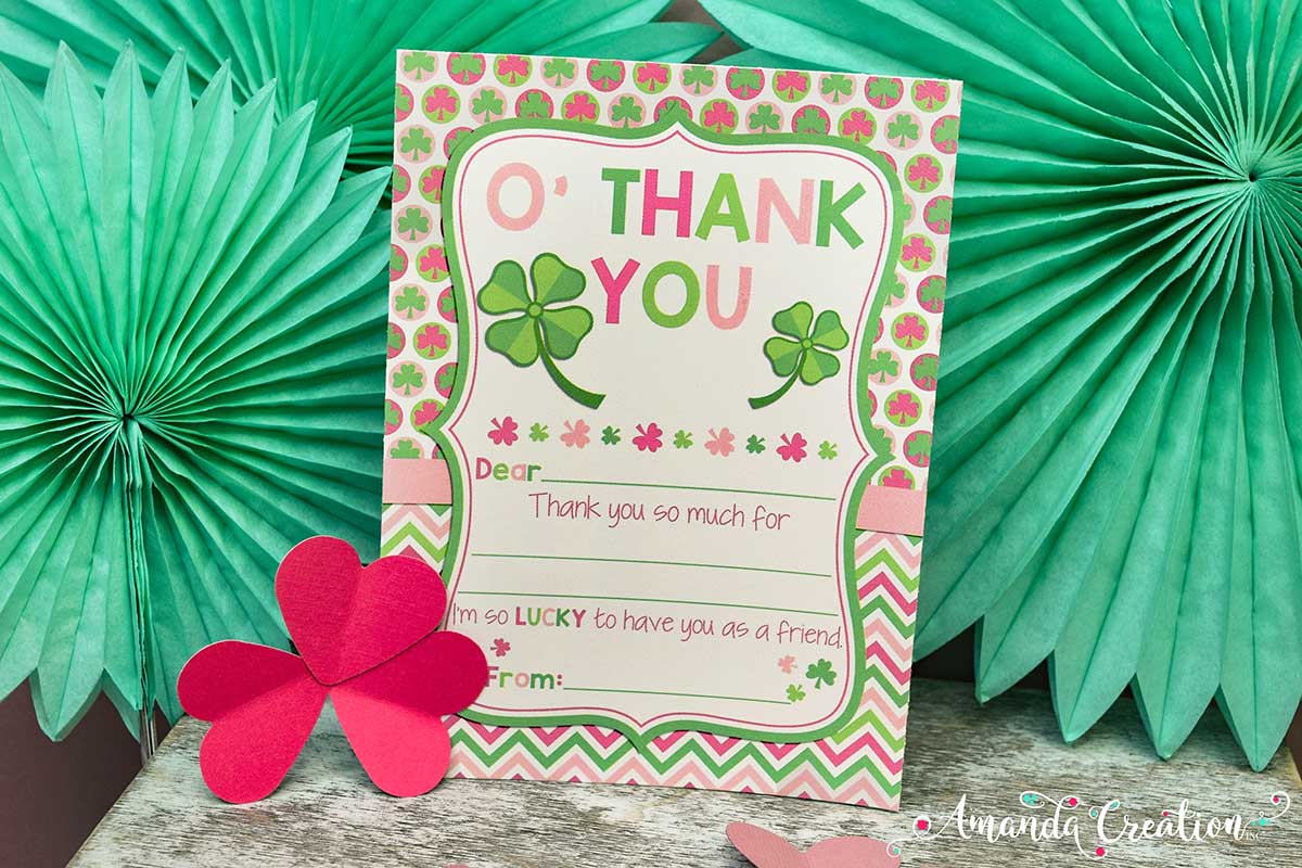 St. Patrick's Day Birthday Party Thank You Card