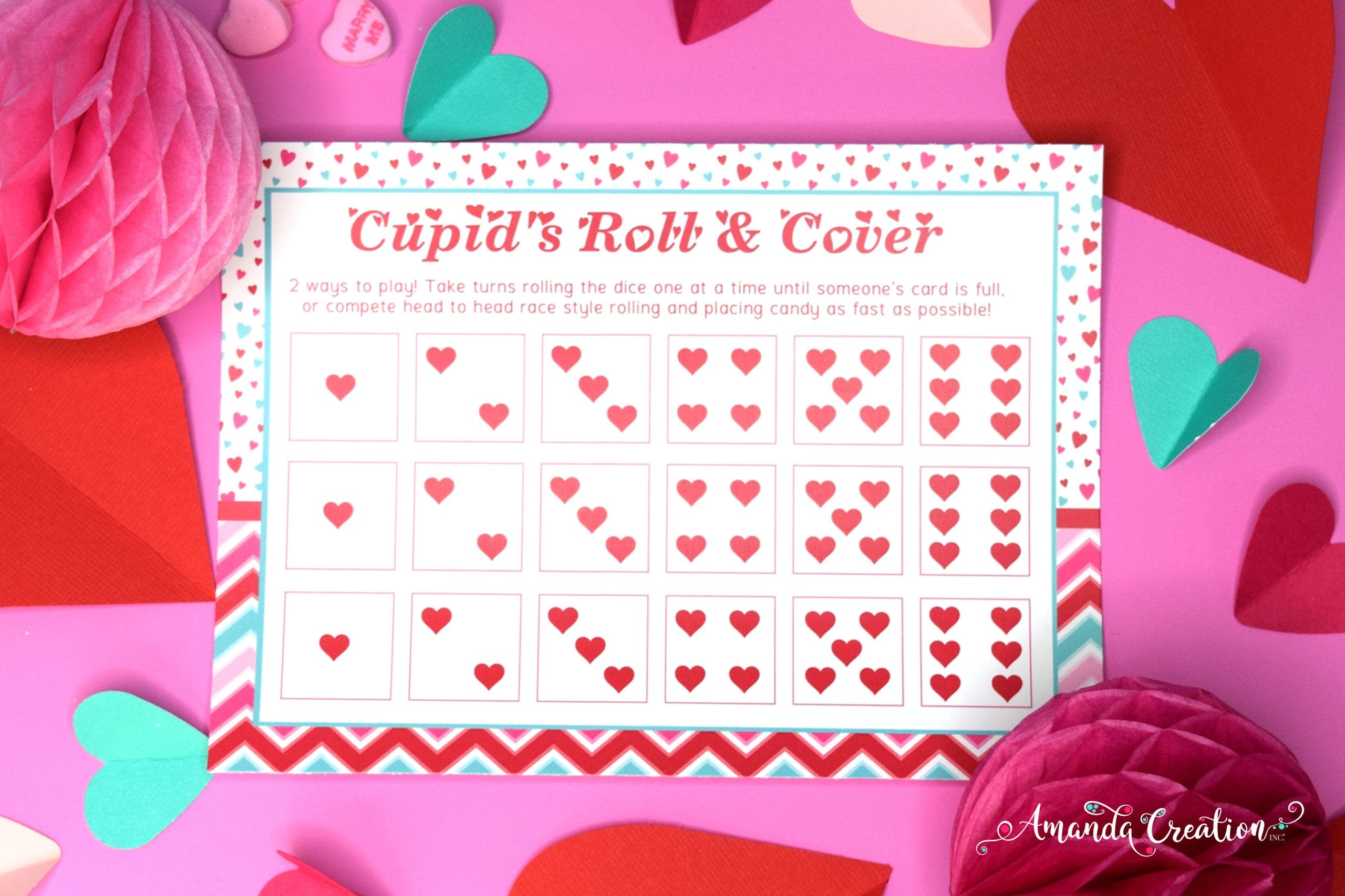 Cupid's Roll & Cover Valentine's Day Game