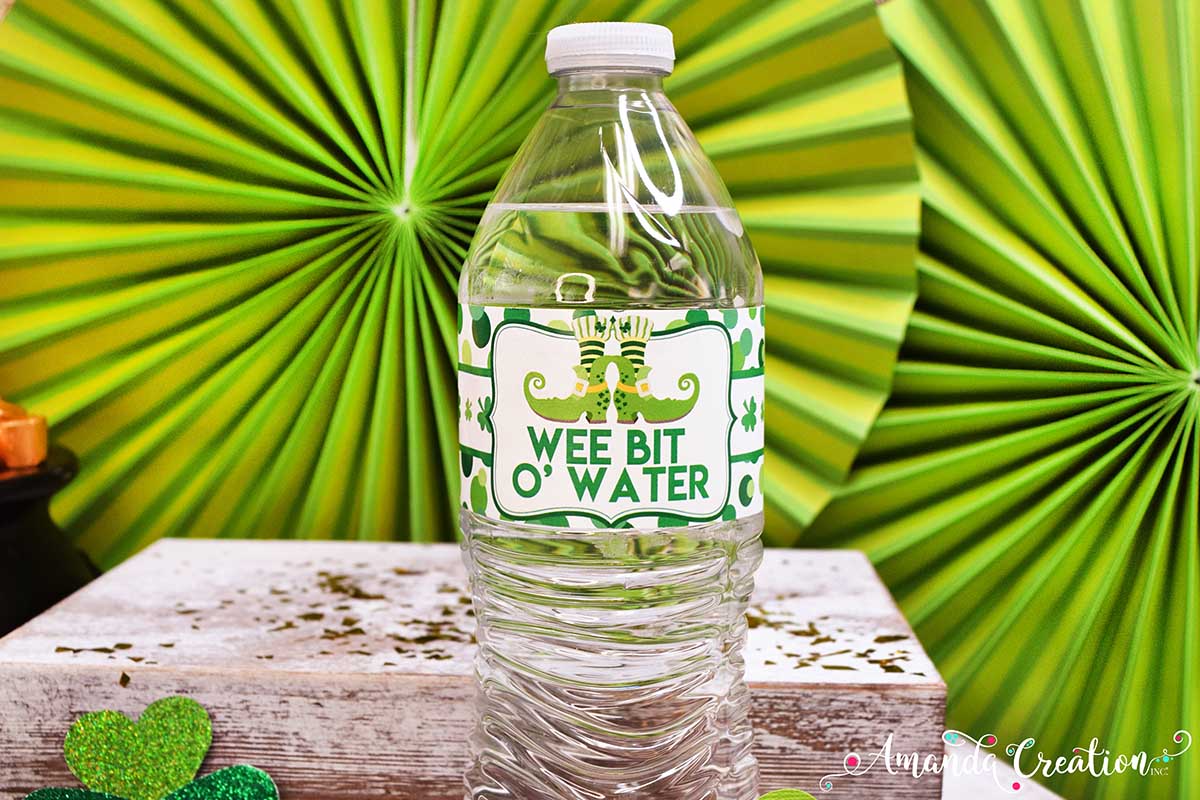 St Patrick's Day Water Bottle Labels