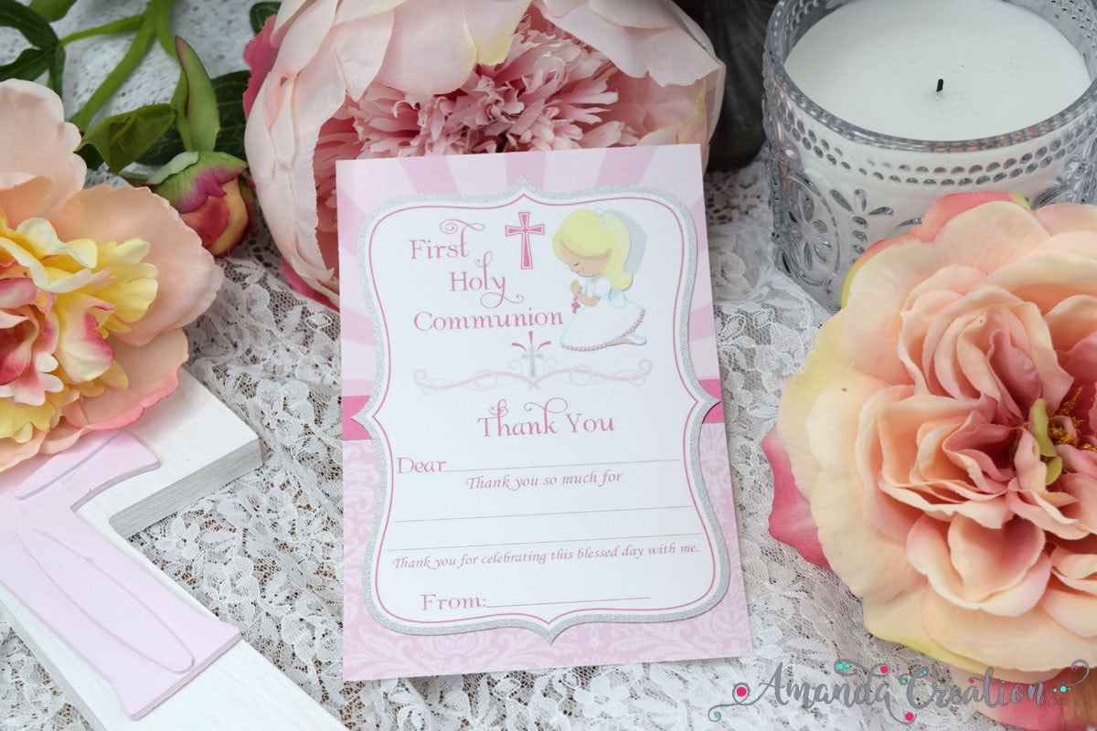 First Communion Thank You Card for a Girl