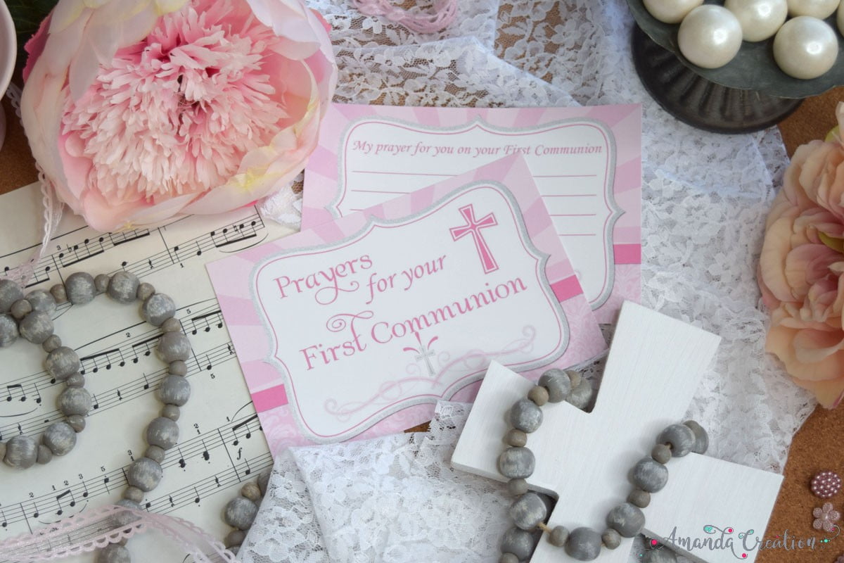 First Communion Prayer Card for a Girl