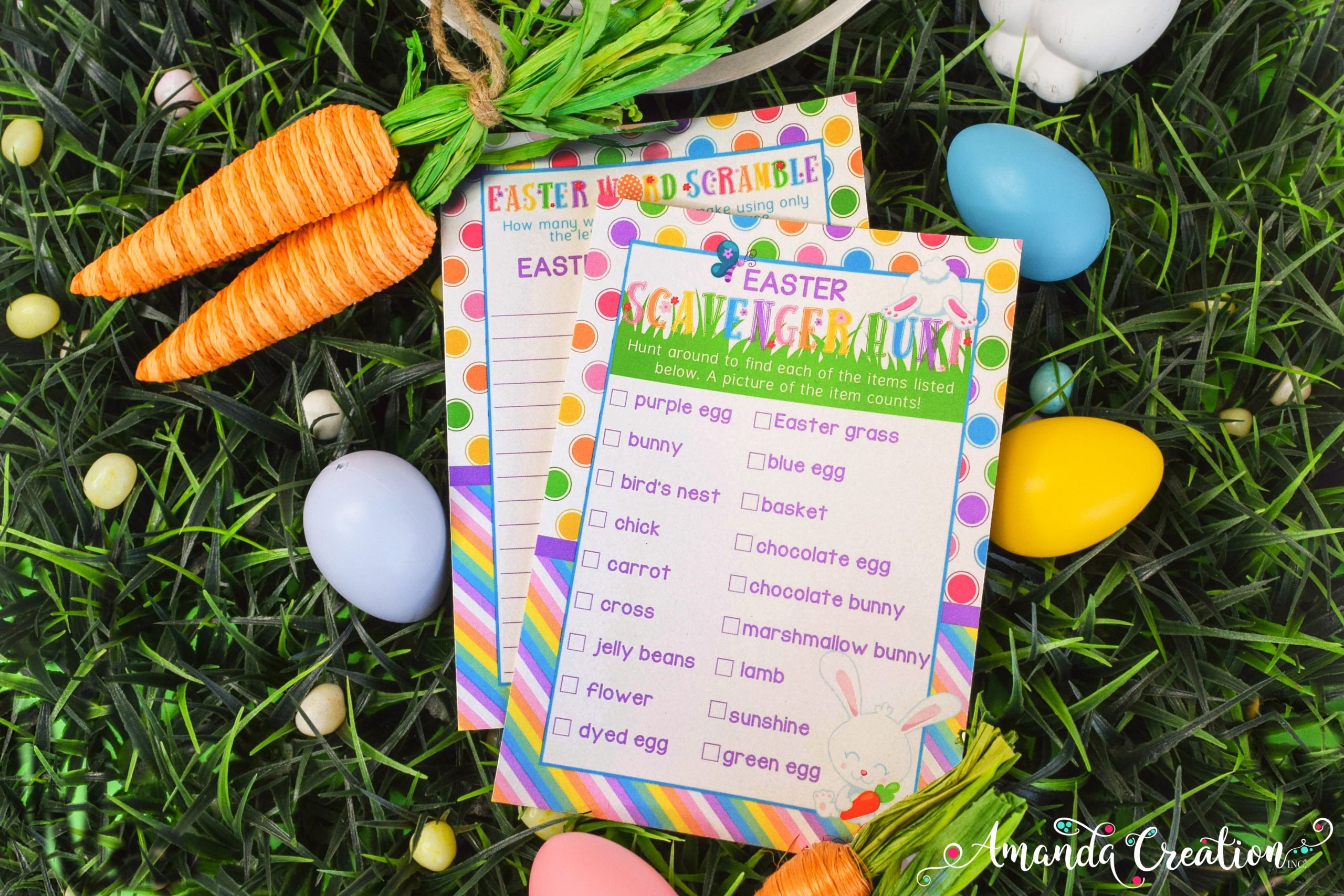 Easter Word Scramble and Scavenger Hunt Game Cards