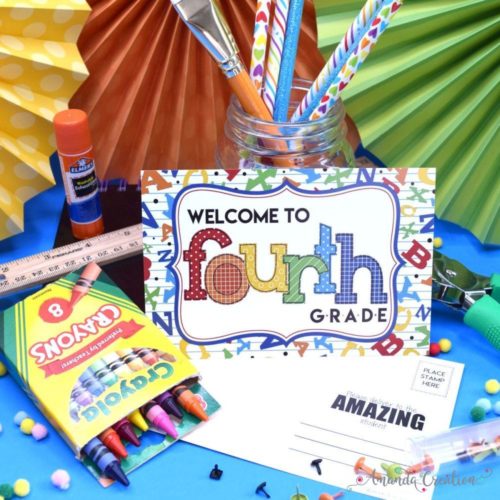 Welcome to 4th Grade Back to School Teacher Postcards