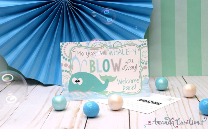 Whale Back to School Cards