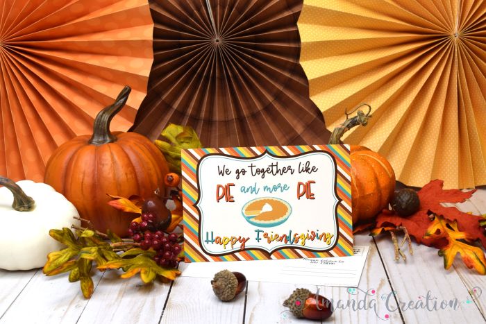 Pumpkin Pie Themed Happy Friendsgiving Thanksgiving With Friends Postcards