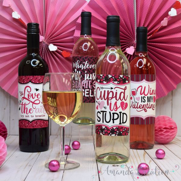 Anti-Valentine's Day Wine Bottle Labels