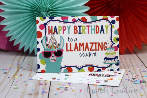Llama Happy Birthday Postcards From Teacher