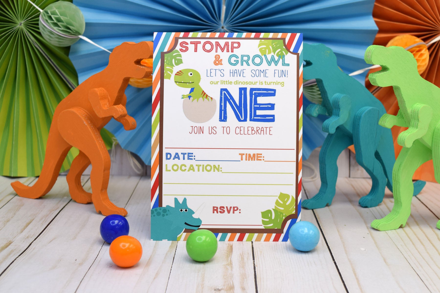 Dinosaur 1st Birthday Party Invitatiom
